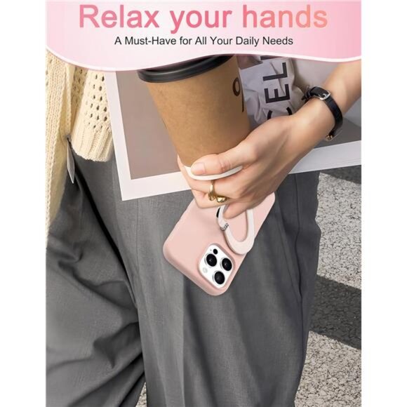 Ip 16 15 14 Pink 3D Heart Slim Silicone Phone Case w/ Kickstand - Picture 6 of 6